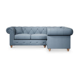Everett Corner Sofa RH Deep Blue Walnut Feet from Roseland Furniture