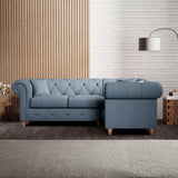 Everett Corner Sofa RH Deep Blue Walnut Feet from Roseland Furniture