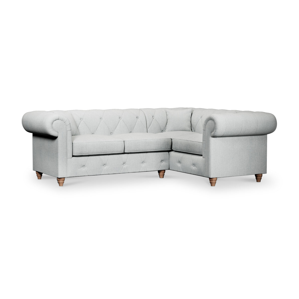 Everett Corner Sofa RH Light Blue Walnut Feet from Roseland Furniture