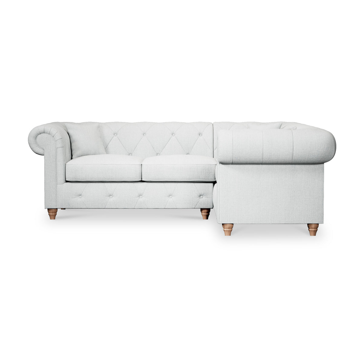 Everett Corner Sofa RH Light Blue Walnut Feet from Roseland Furniture