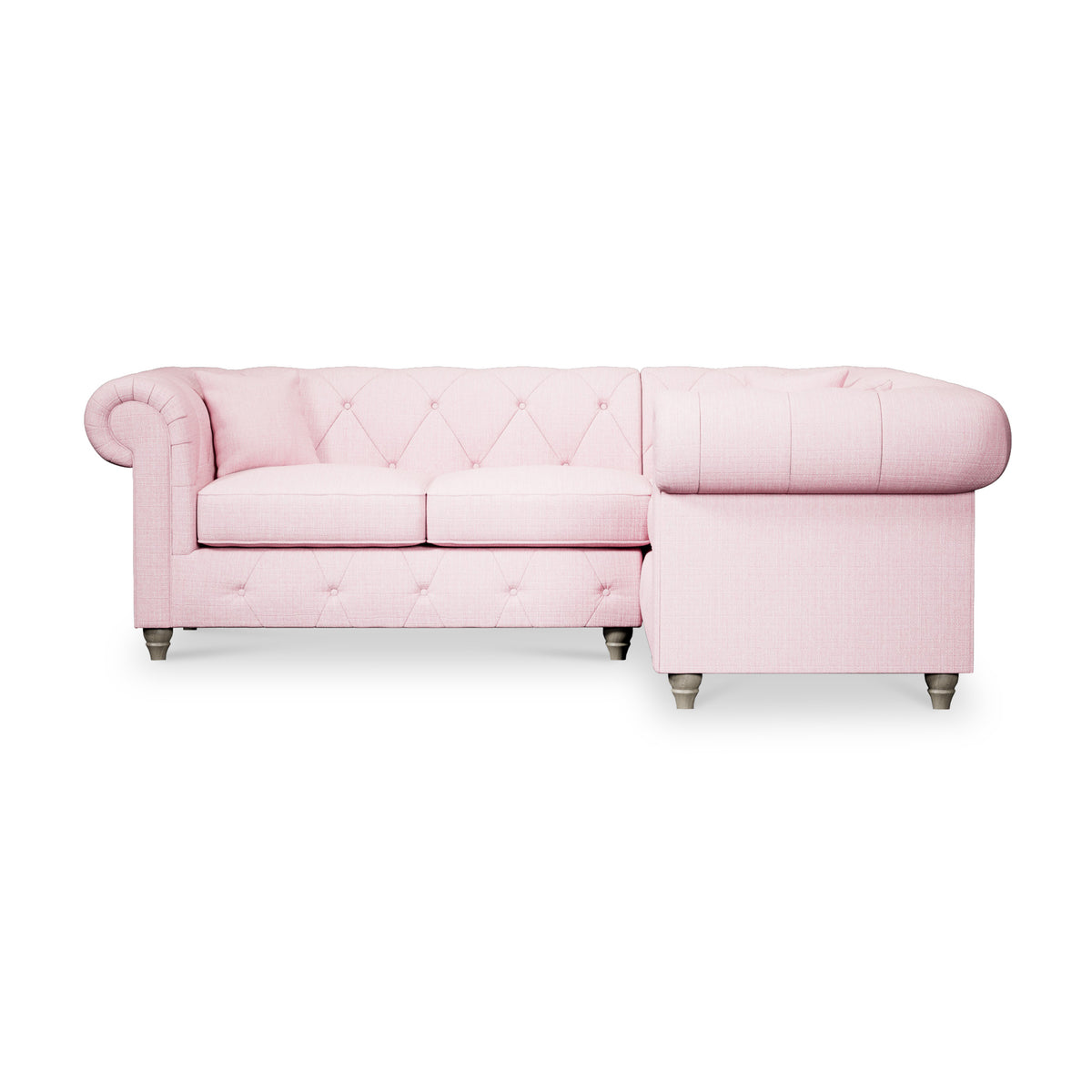 Everett Corner Sofa RH Pink Washed Oak Feet from Roseland Furniture