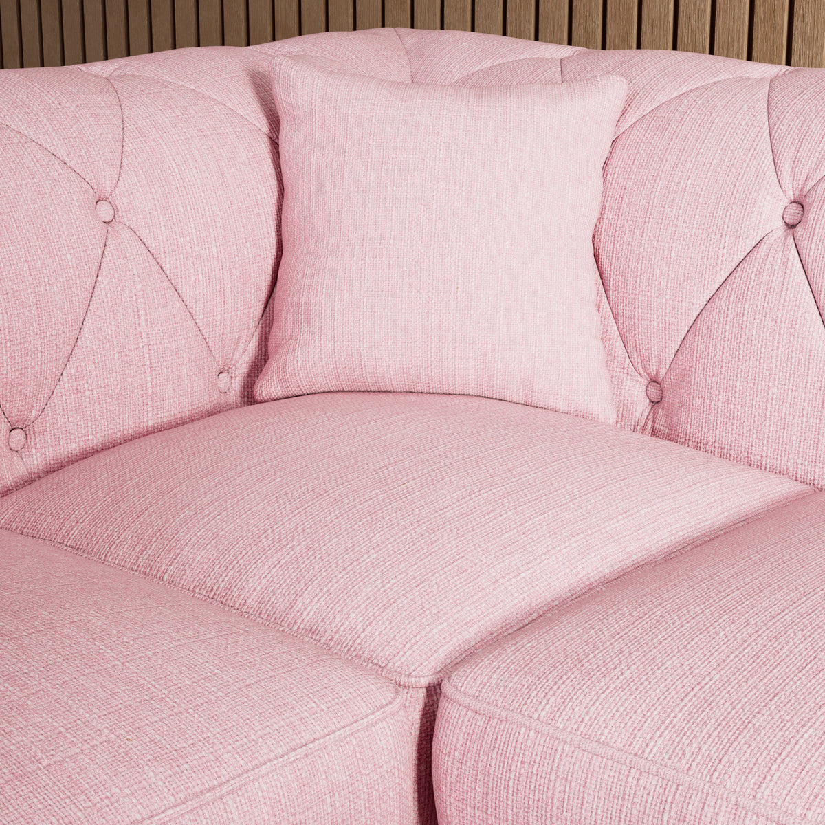 Everett Corner Sofa RH Pink Washed Oak Feet from Roseland Furniture