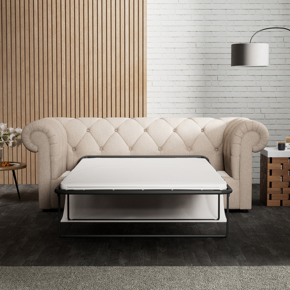Everett 3 Seater Sofa Bed Oyster from Roseland Furniture