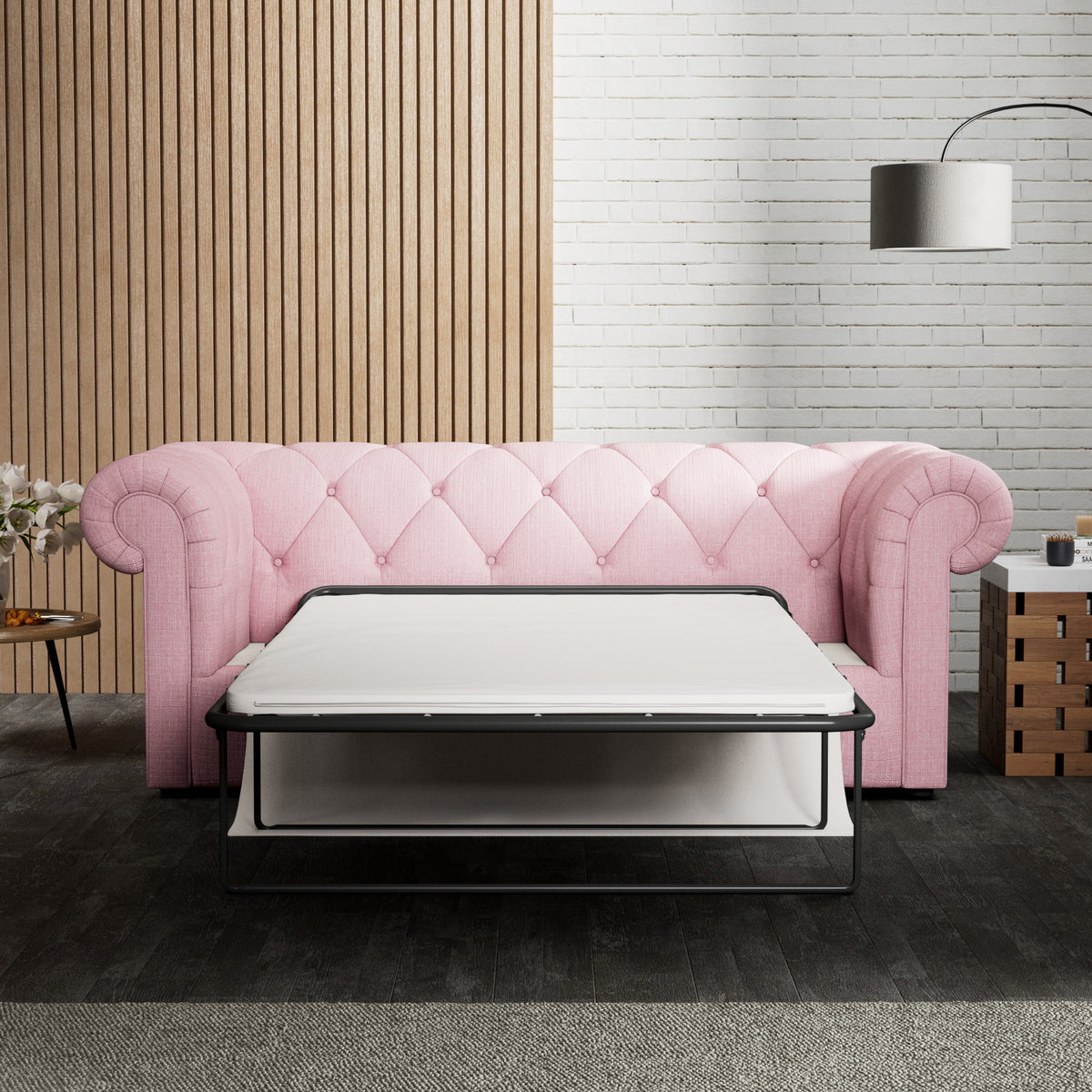 Everett 3 Seater Sofa Bed Pink from Roseland Furniture