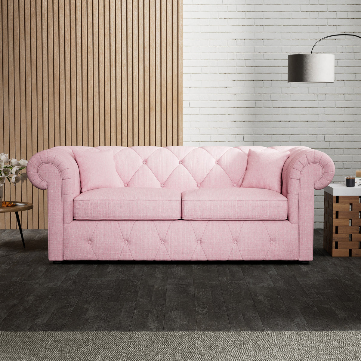 Everett 3 Seater Sofa Bed Pink from Roseland Furniture