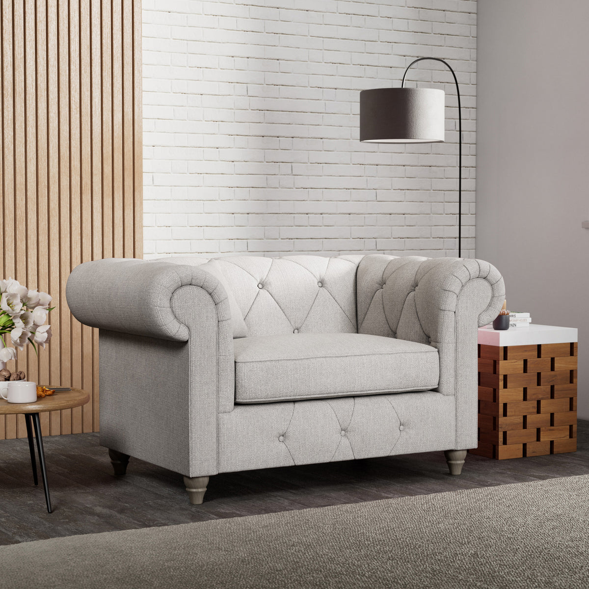 Everett Snuggler Chair Ash Washed Oak Feet from Roseland Furniture