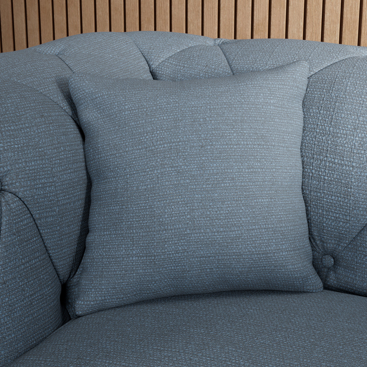 Everett Snuggler Chair Deep Blue Washed Oak Feet from Roseland Furniture