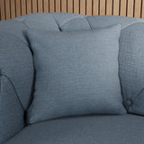 Everett Snuggler Chair Deep Blue Washed Oak Feet from Roseland Furniture