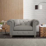 Everett Snuggler Chair Graphite Washed Oak Feet from Roseland Furniture