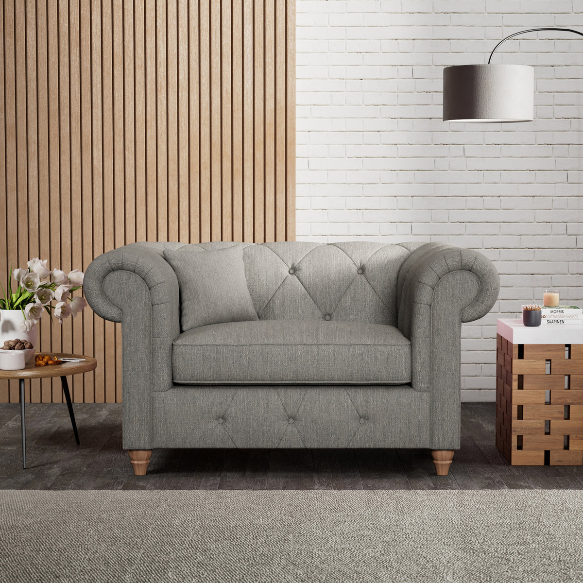 Everett Snuggler Chair Graphite Walnut Feet from Roseland Furniture