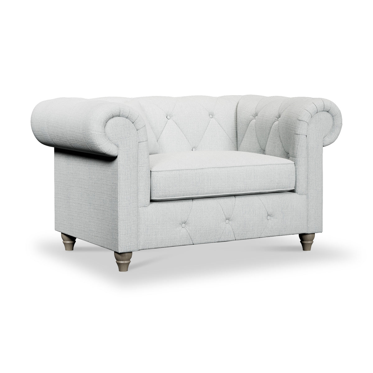 Everett Snuggler Chair Light Blue Washed Oak Feet from Roseland Furniture