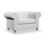 Everett Snuggler Chair Light Blue Washed Oak Feet from Roseland Furniture