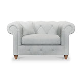 Everett Snuggler Chair Light Blue Walnut Feet from Roseland Furniture