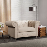 Everett Snuggler Chair Oyster Washed Oak Feet from Roseland Furniture