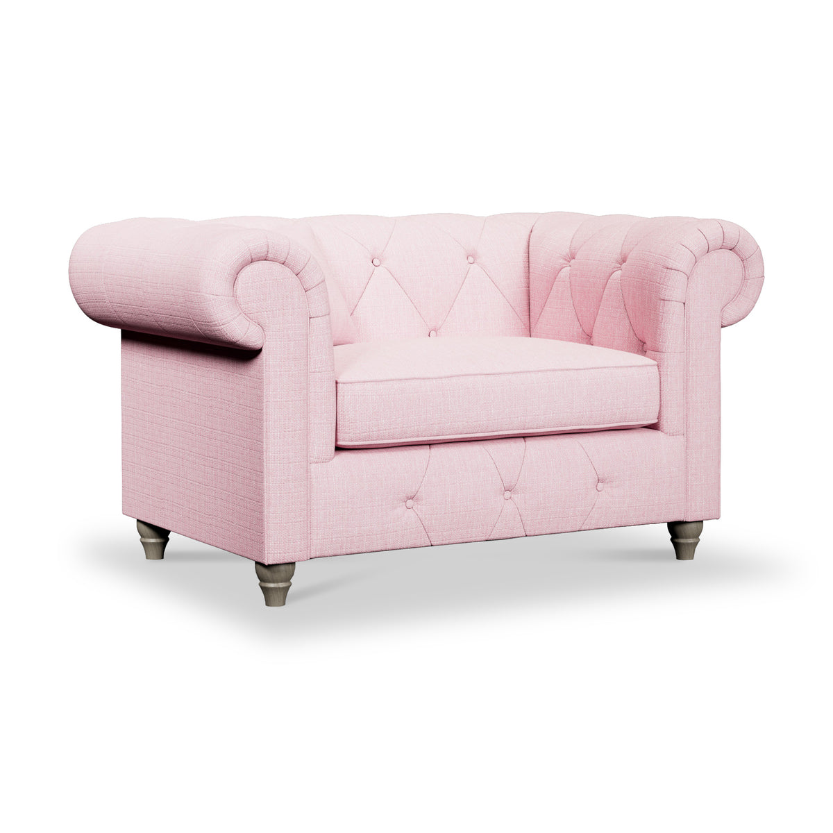 Everett Snuggler Chair Pink Washed Oak Feet from Roseland Furniture