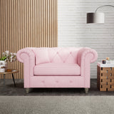 Everett Snuggler Chair Pink Washed Oak Feet from Roseland Furniture