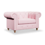 Everett Snuggler Chair Pink Walnut Feet from Roseland Furniture