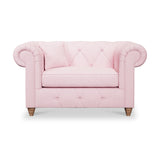 Everett Snuggler Chair Pink Walnut Feet from Roseland Furniture