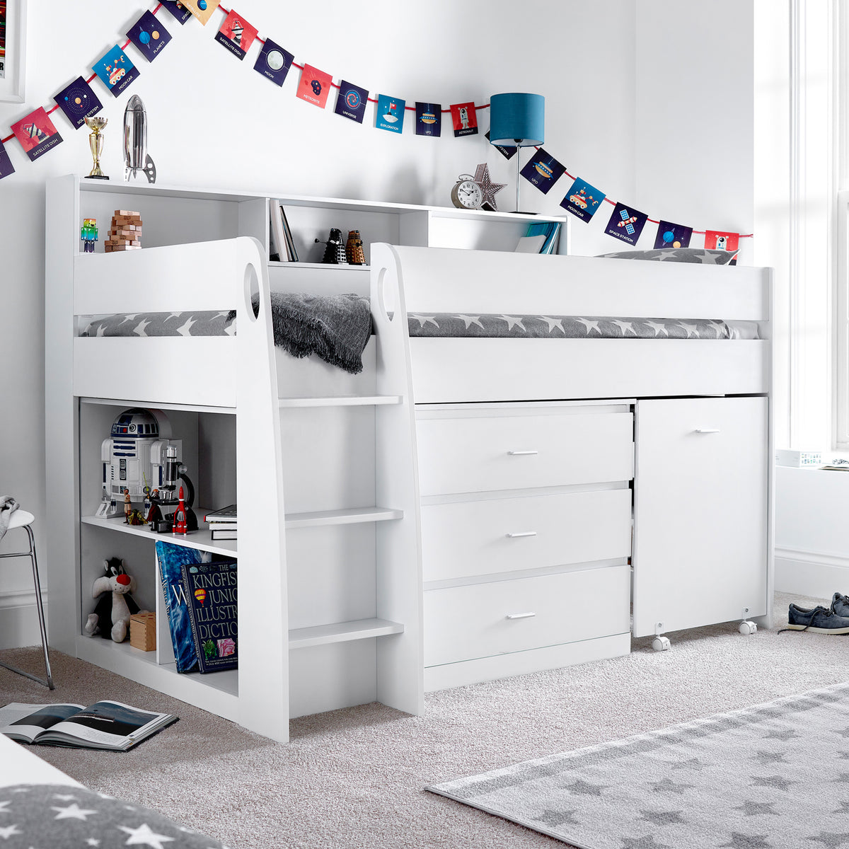 Daltrey White Single Mid Sleeper Bed from Roseland Furniture