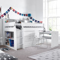 Daltrey White Single Mid Sleeper Bed for Childrens bedroom
