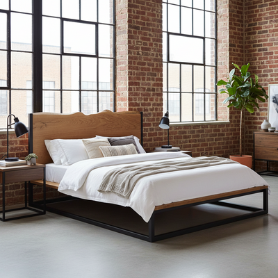 Oak Mill Waxed Platform Bed Frame