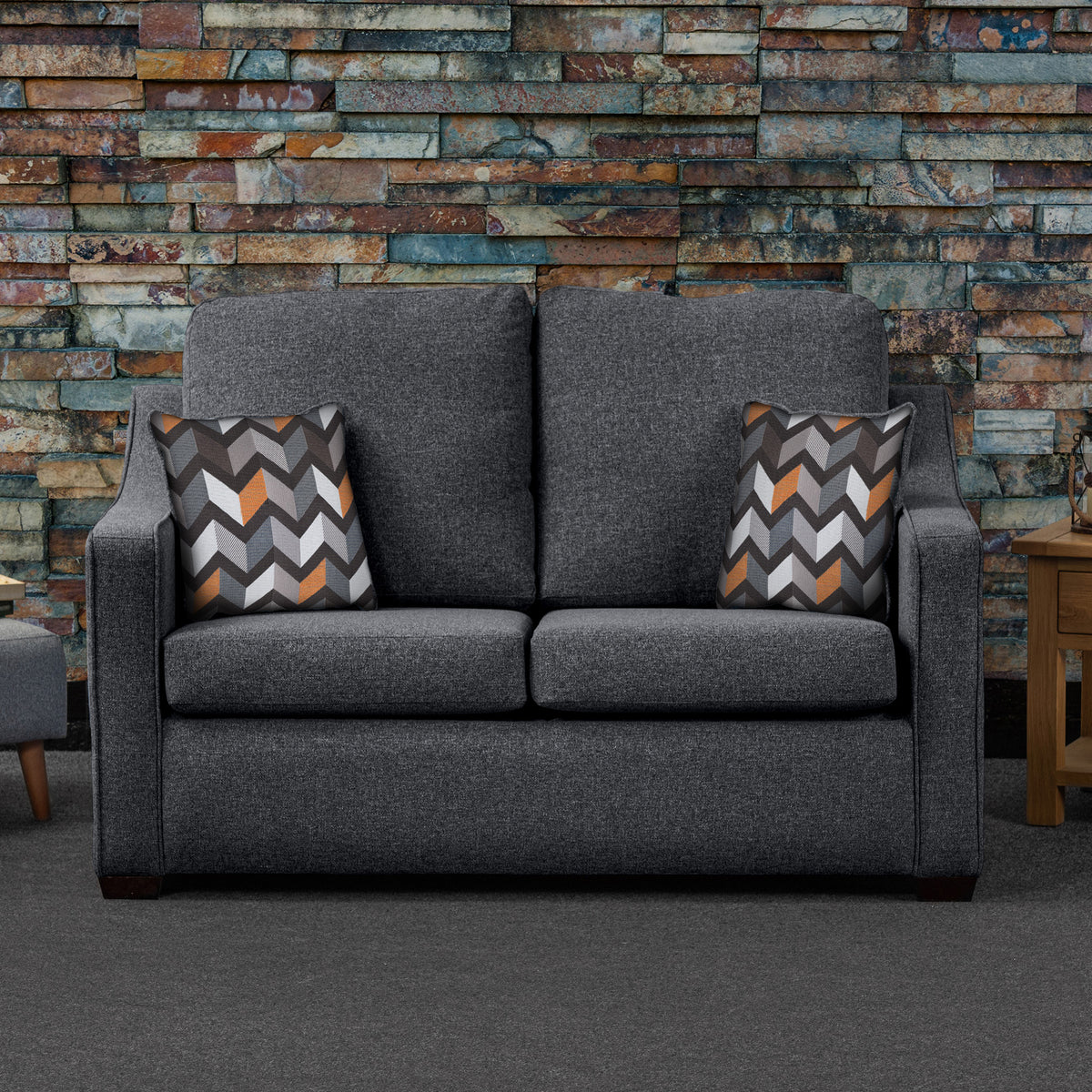 Charlcote Charcoal Faux Linen 2 Seater Sofabed with Charcoal Scatter Cushions from Roseland Furniture