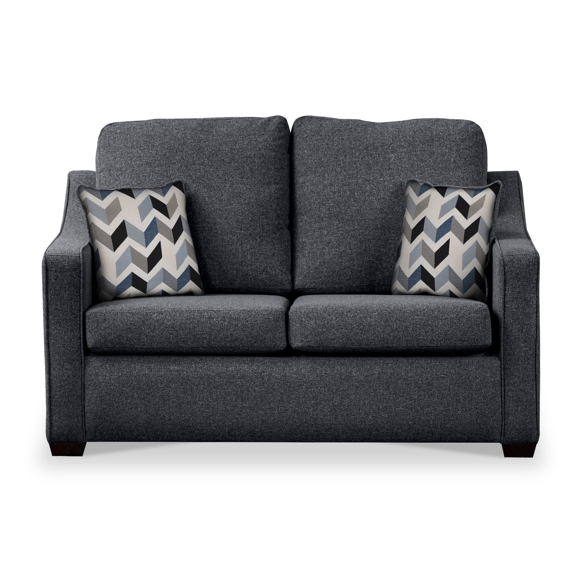 Charlcote Charcoal Faux Linen 2 Seater Sofabed with Denim Scatter Cushions from Roseland Furniture