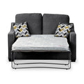 Charlcote Charcoal Faux Linen 2 Seater Sofabed with Mustard Scatter Cushions from Roseland Furniture