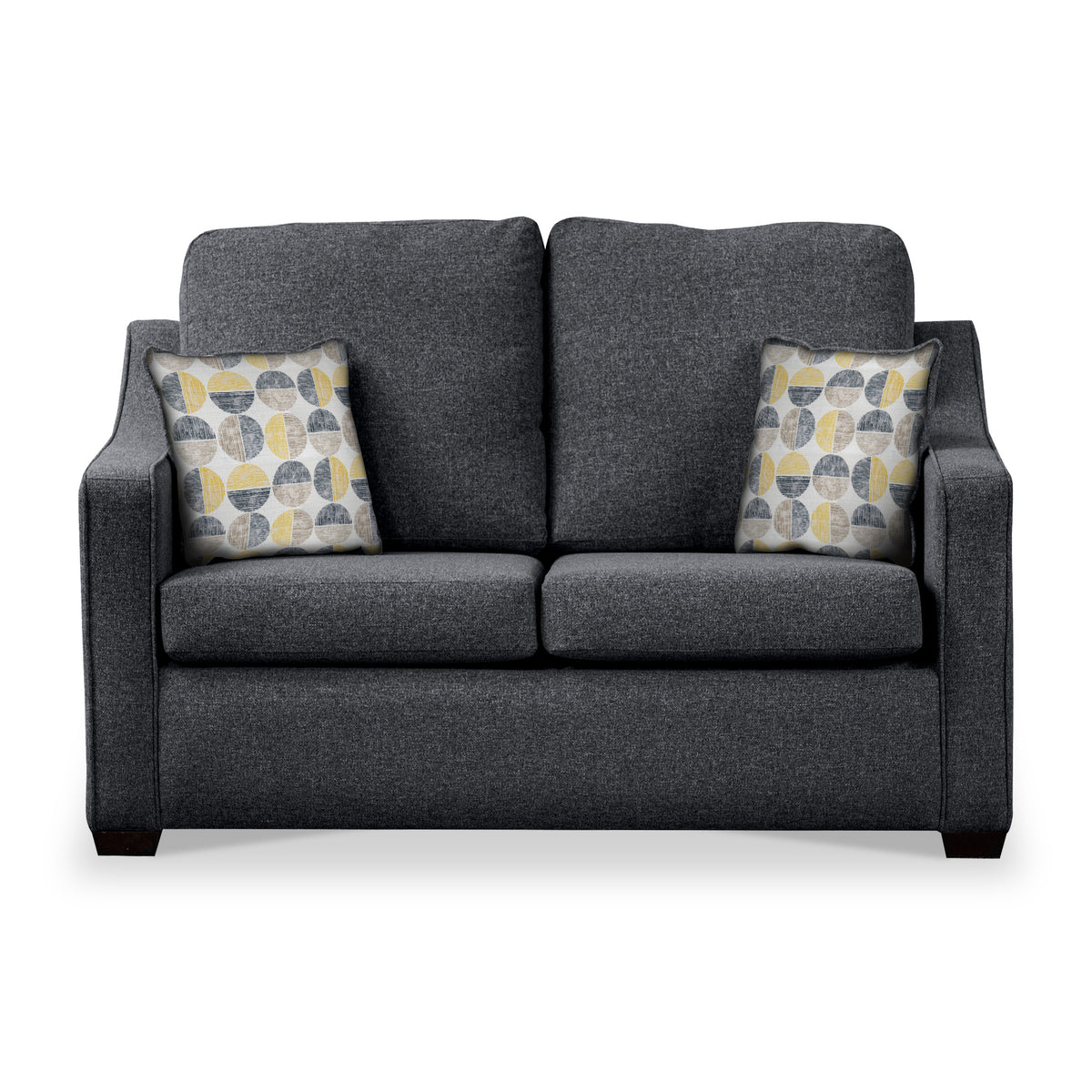 Charlcote Charcoal Faux Linen 2 Seater Sofabed with Beige Scatter Cushions from Roseland Furniture