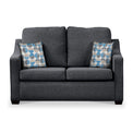 Charlcote Charcoal Faux Linen 2 Seater Sofabed with Blue Scatter Cushions from Roseland Furniture