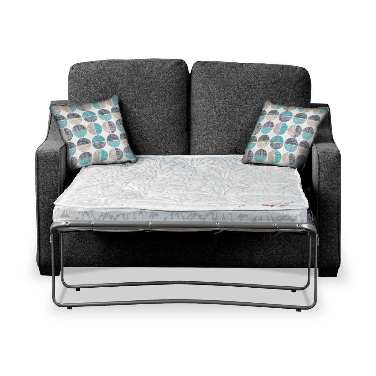 Charlcote Charcoal Faux Linen 2 Seater Sofabed with Duck Egg Scatter Cushions from Roseland Furniture