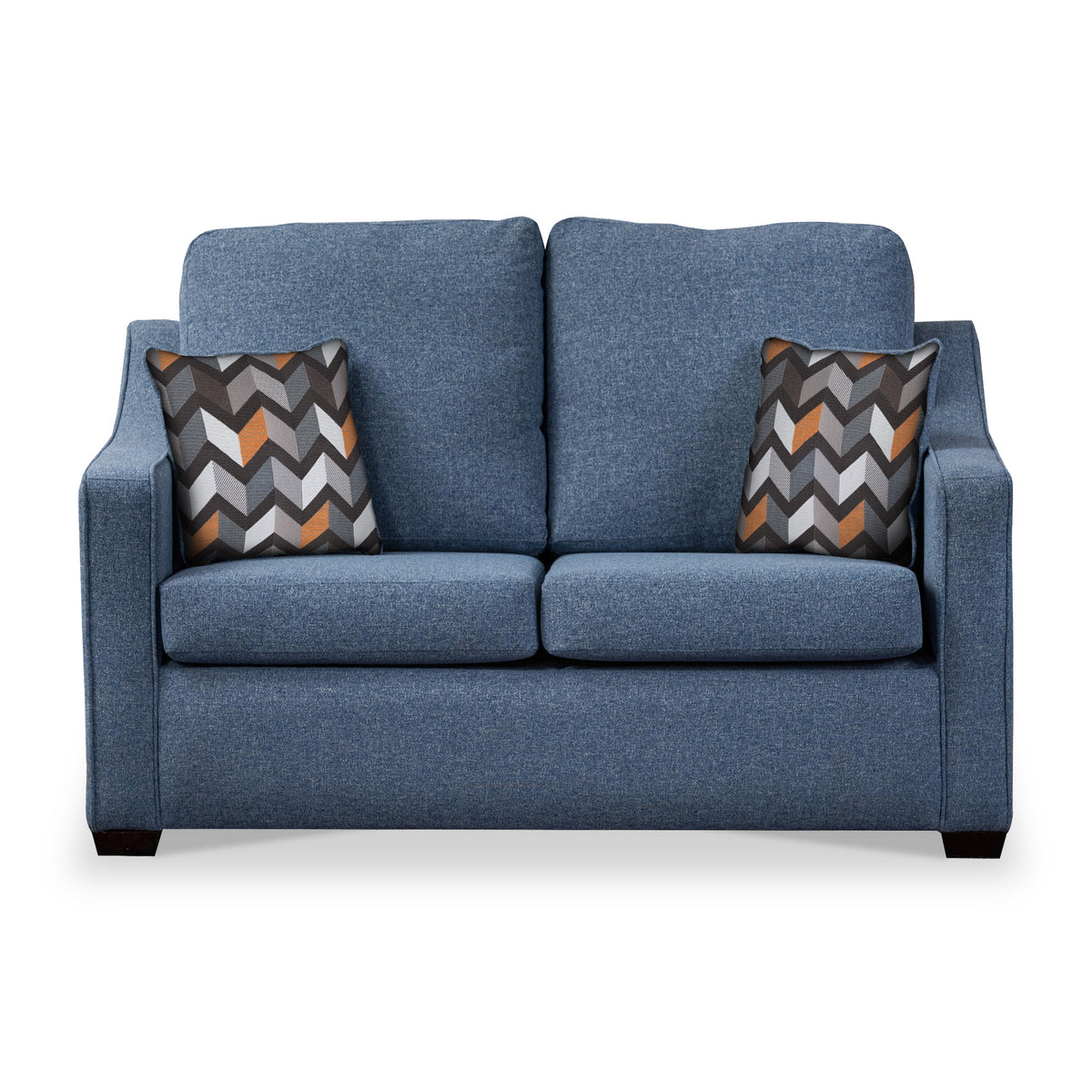 Charlcote Denim Faux Linen 2 Seater Sofabed with Charcoal Scatter Cushions from Roseland Furniture