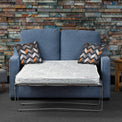 Charlcote Denim Faux Linen 2 Seater Sofabed with Charcoal Scatter Cushions from Roseland Furniture