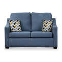 Charlcote Denim Faux Linen 2 Seater Sofabed with Mustard Scatter Cushions from Roseland Furniture