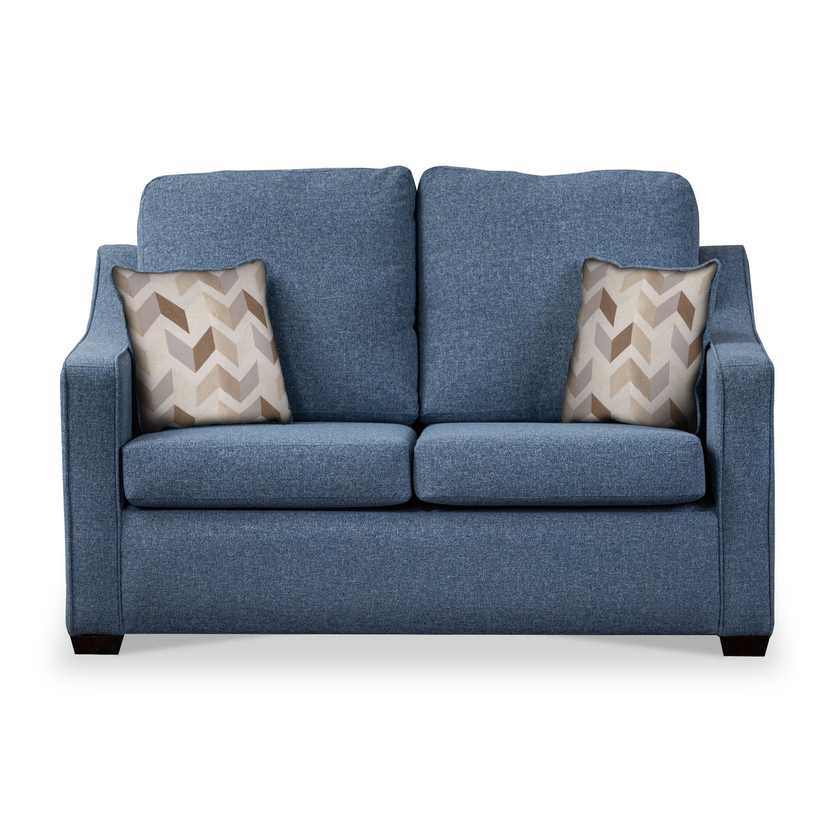 Charlcote Denim Faux Linen 2 Seater Sofabed with Oatmeal Scatter Cushions from Roseland Furniture