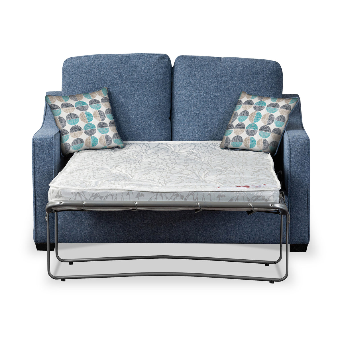 Charlcote Denim Faux Linen 2 Seater Sofabed with Duck Egg Scatter Cushions from Roseland Furniture