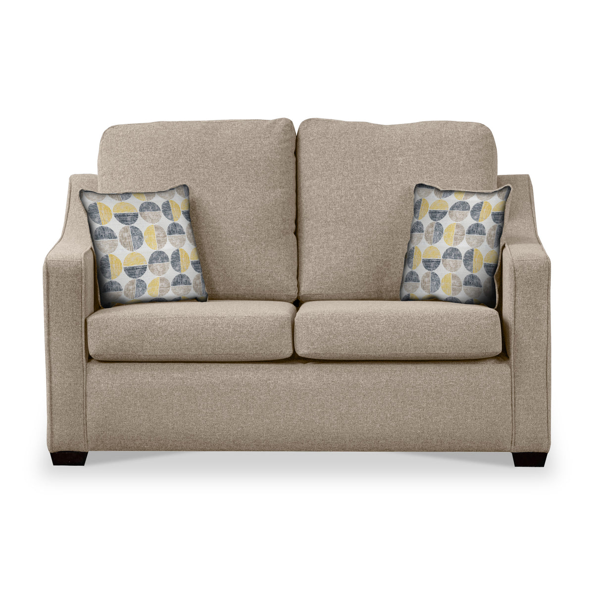 Charlcote Oatmeal Faux Linen 2 Seater Sofabed with Beige Scatter Cushions from Roseland Furniture