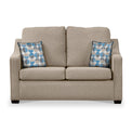 Charlcote Oatmeal Faux Linen 2 Seater Sofabed with Blue Scatter Cushions from Roseland Furniture
