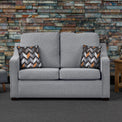 Charlcote Silver Faux Linen 2 Seater Sofabed with Charcoal Scatter Cushions from Roseland Furniture