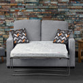 Charlcote Silver Faux Linen 2 Seater Sofabed with Charcoal Scatter Cushions from Roseland Furniture