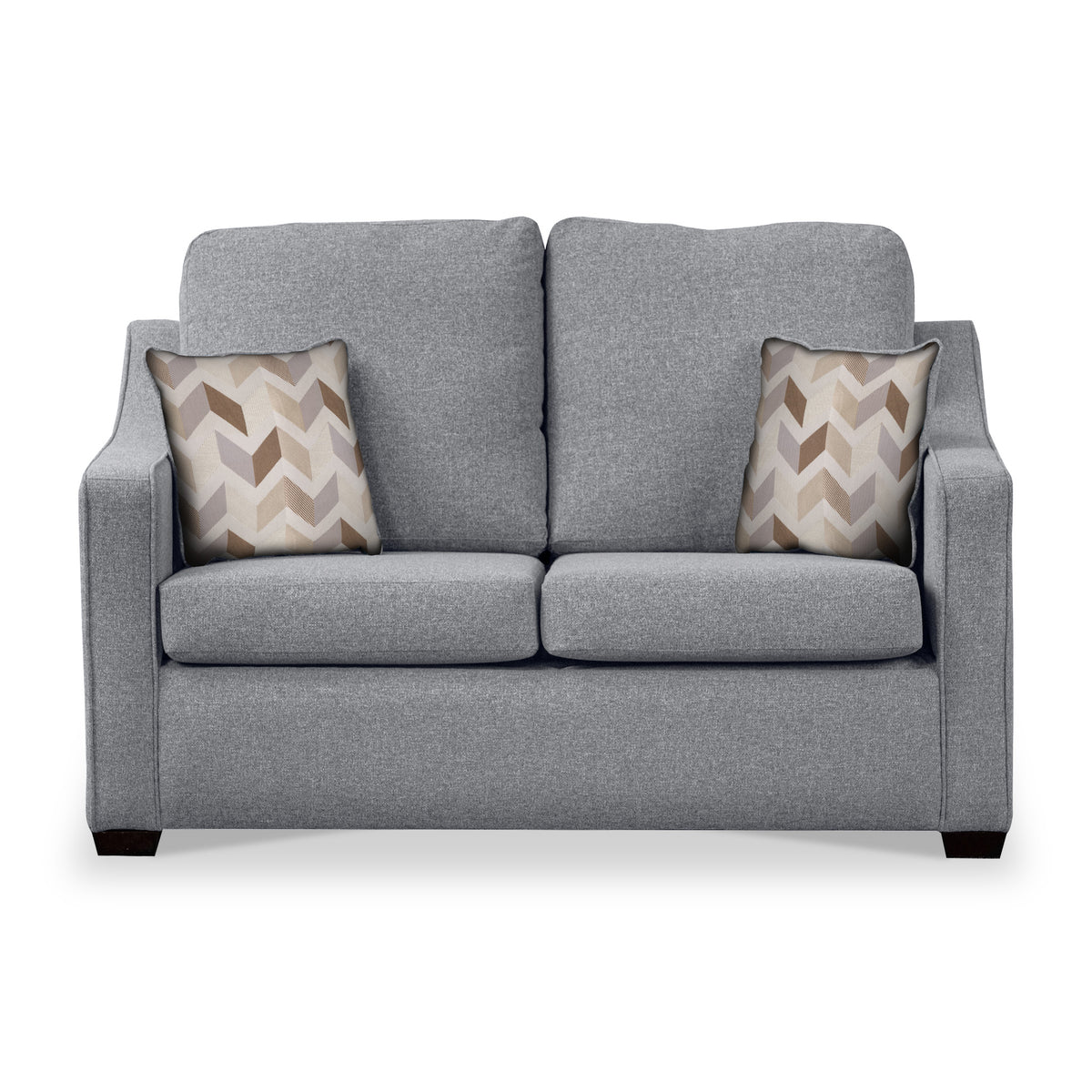 Charlcote Silver Faux Linen 2 Seater Sofabed with Oatmeal Scatter Cushions from Roseland Furniture