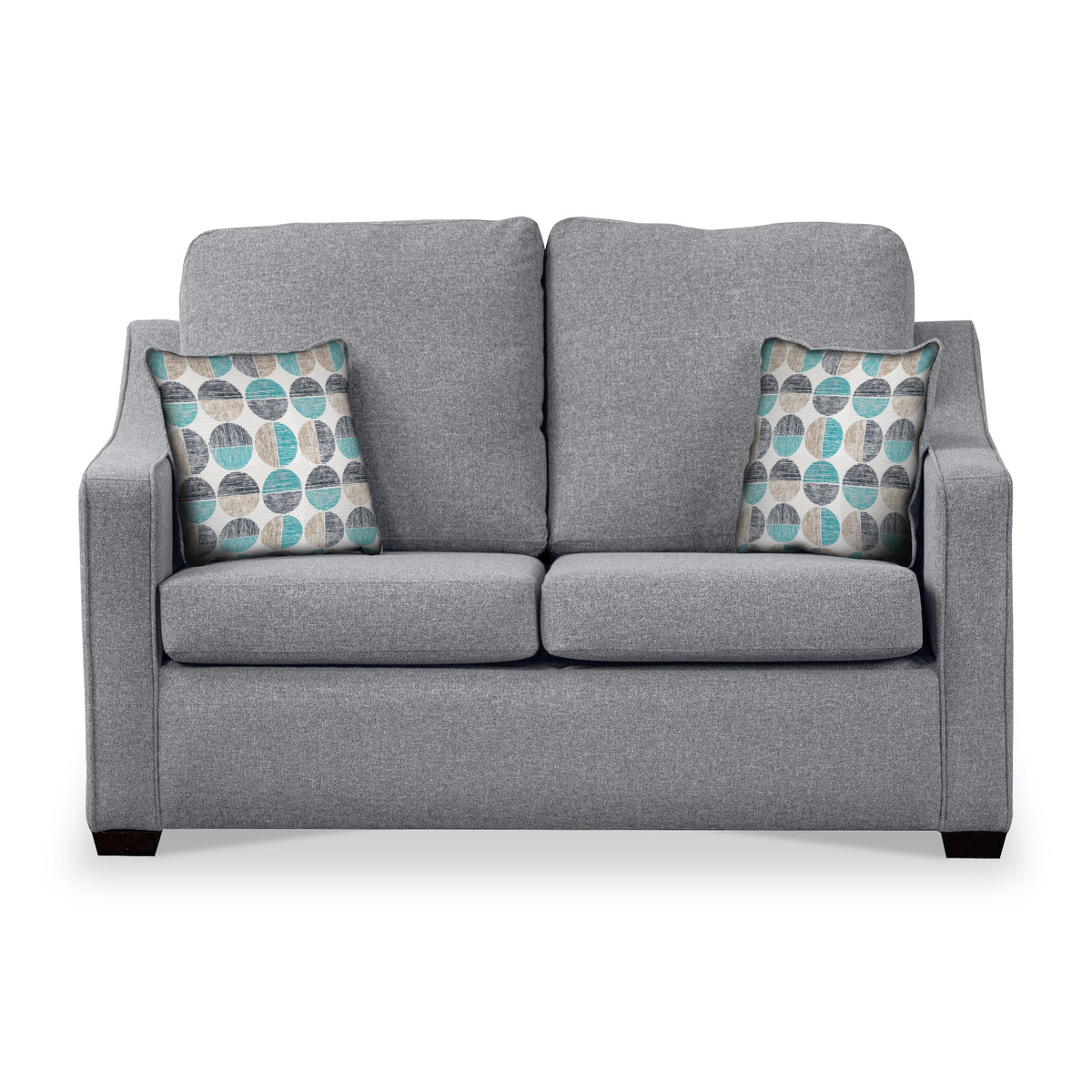 Charlcote Silver Faux Linen 2 Seater Sofabed with Duck Egg Scatter Cushions from Roseland Furniture