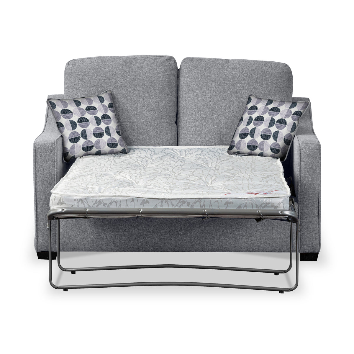 Charlcote Silver Faux Linen 2 Seater Sofabed with Mono Scatter Cushions from Roseland Furniture