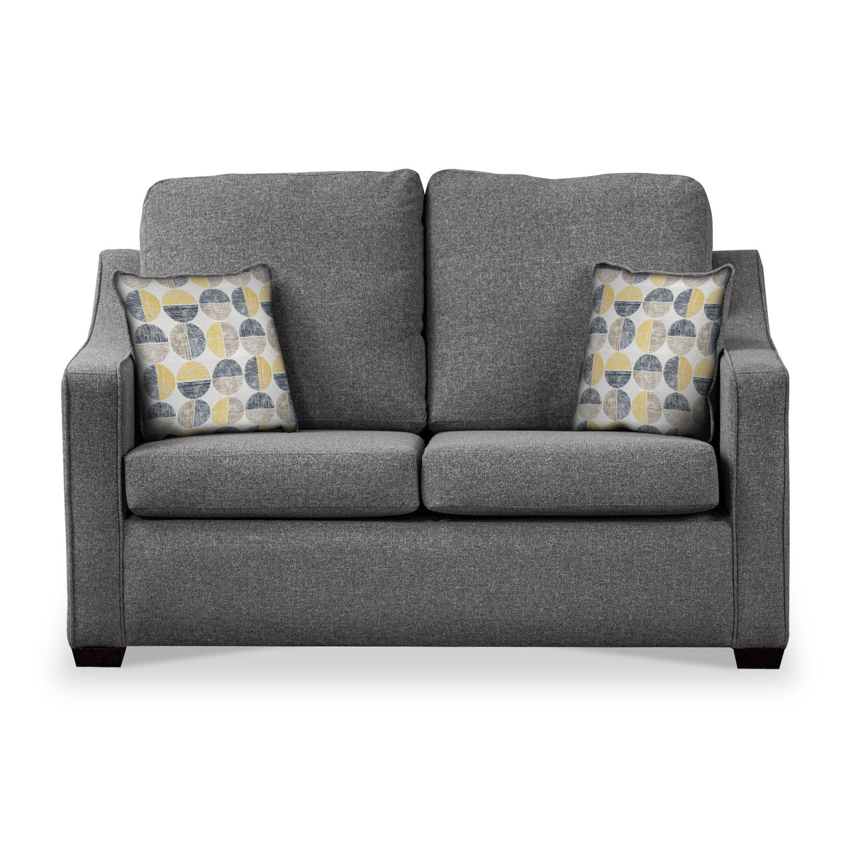 Fenton Charcoal Soft Weave 2 Seater Sofabed with Beige Scatter Cushions from Roseland Furniture