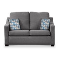 Fenton Charcoal Soft Weave 2 Seater Sofabed with Blue Scatter Cushions from Roseland Furniture