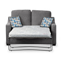 Fenton Charcoal Soft Weave 2 Seater Sofabed with Blue Scatter Cushions from Roseland Furniture