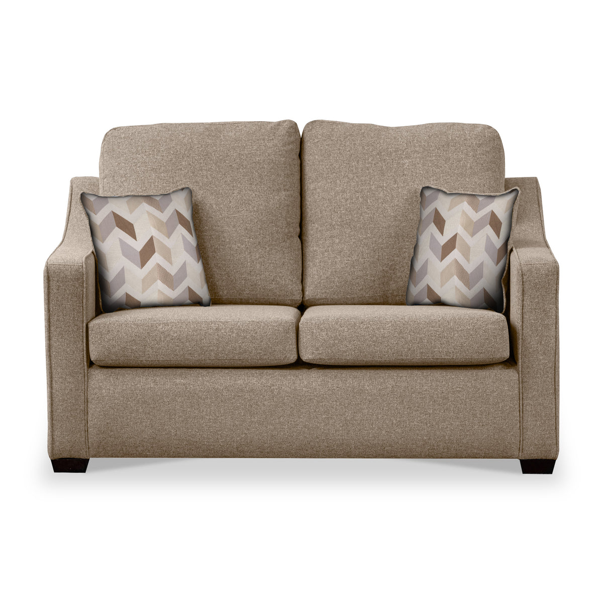 Fenton Fawn Soft Weave 2 Seater Sofabed with Mustard Scatter Cushions from Roseland Furniture