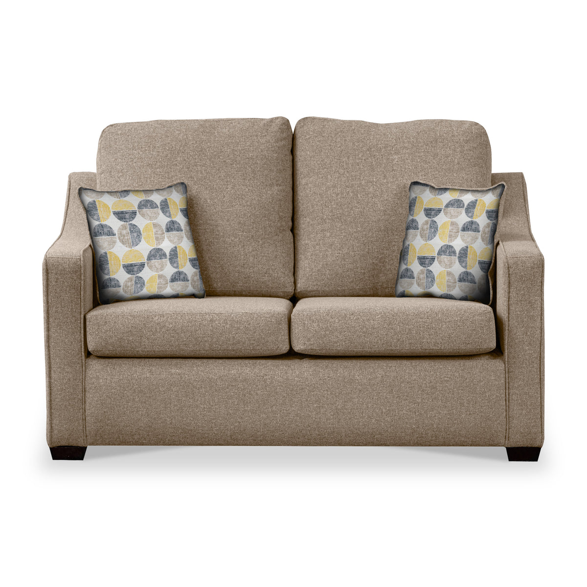 Fenton Fawn Soft Weave 2 Seater Sofabed with Beige Scatter Cushions from Roseland Furniture