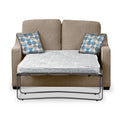 Fenton Fawn Soft Weave 2 Seater Sofabed with Blue Scatter Cushions from Roseland Furniture