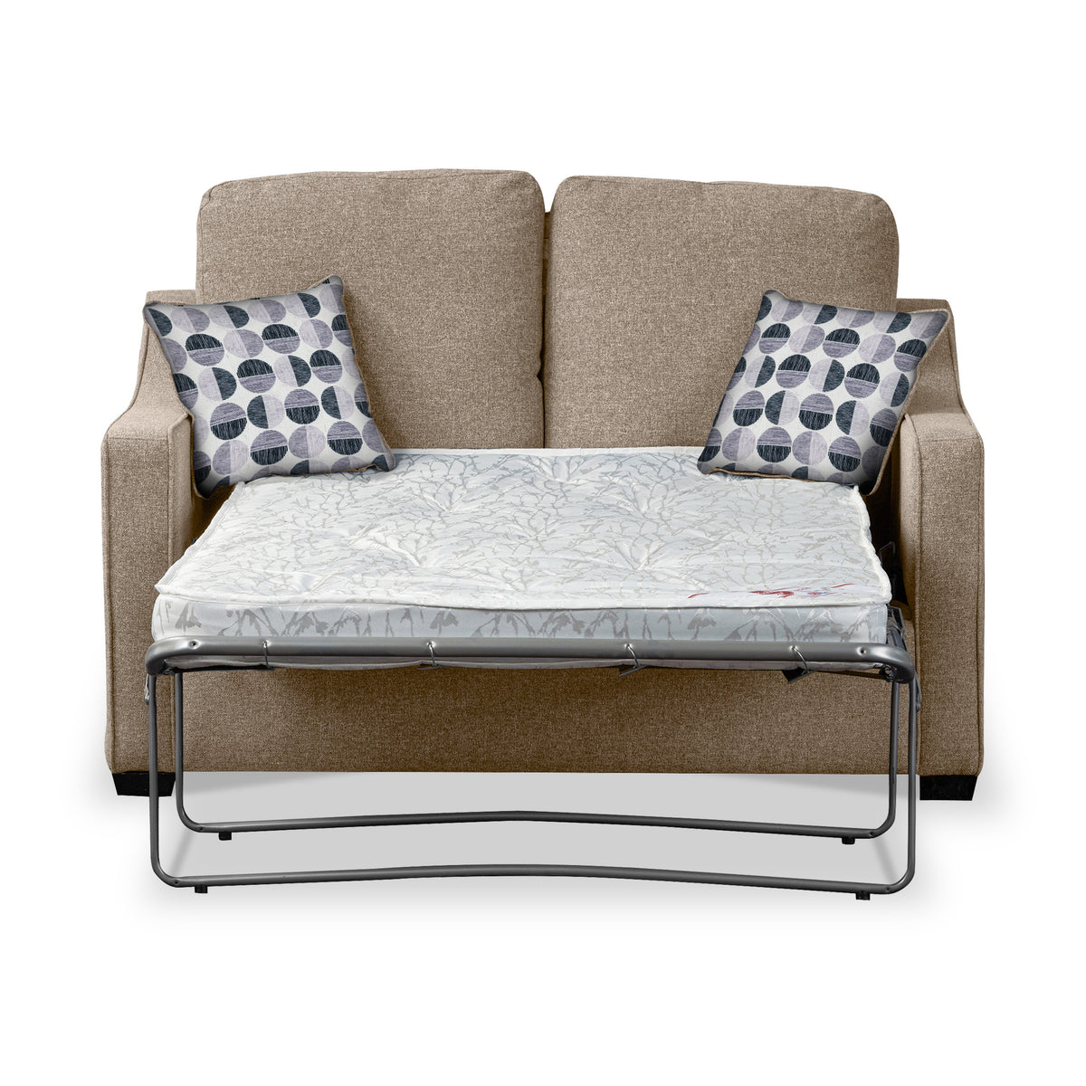 Fenton Fawn Soft Weave 2 Seater Sofabed with Mono Scatter Cushions from Roseland Furniture